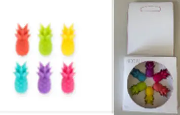 [49183] Pineapple glass markers, 3x2cm, 6pcs per set in hanging box